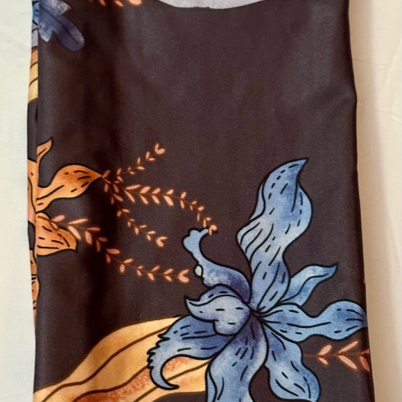 Vintage Style Brown & Blue Floral Silk Headband/Wristband - Stretchy, Stylish - Picture 14 of 16